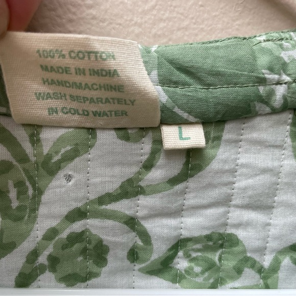 AERIN x Julia Amory Devon Quilted Ikat Jacket 100% Cotton Green Floral Size L - Picture 11 of 11